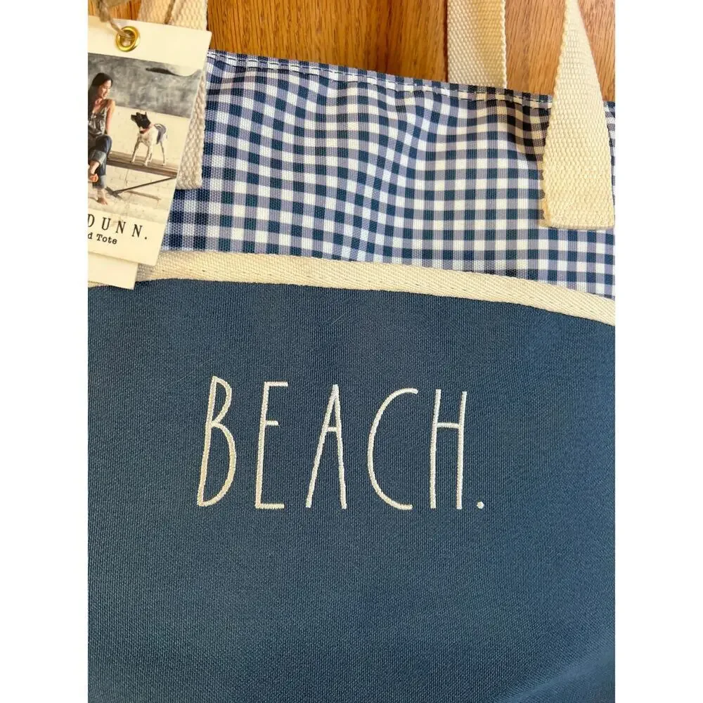 Rae Dunn Blue Cream Insulated Beach Large Tote Bag